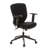 Silla de oficina profesional TRAFFIC 20 negra con reposabrazos y base de cinco ruedas de hjh OFFICE – vista de 360° (vista frontal en diagonal 40°)