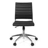 Silla de oficina profesional TRISHA negra con tapicería acolchada y base de cinco ruedas de hjh OFFICE – vista de 360° (vista frontal 0°)