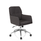 Silla Home Office SHAKE 350 en gris oscuro con patrón acolchado y base de cinco ruedas de hjh OFFICE – vista de 360° (vista frontal en diagonal 40°)