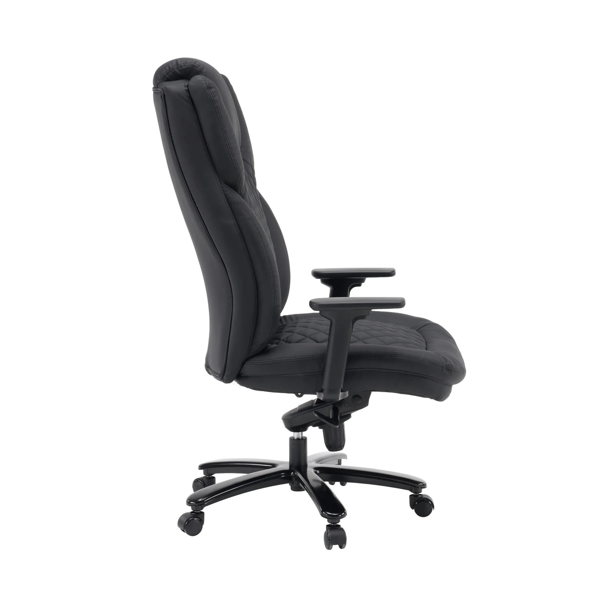 Silla giratoria XXL Pullmann Gen2 de cuero sintético negro con costuras y reposabrazos ajustables de hjh OFFICE