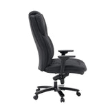 Silla giratoria XXL Pullmann Gen2 de cuero sintético negro con costuras y reposabrazos ajustables de hjh OFFICE