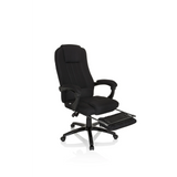 Sillón de oficina Home Office RELAX CL190 negro con reposabrazos y base de cinco ruedas de MyBuero – vista de 360° (vista frontal en diagonal 40°)