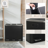 Papelera triple Clean 9 en negro con tres tapas abatibles independientes y pedales de hjh OFFICE