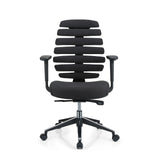 Silla de oficina profesional ERGO LINE II negra con respaldo segmentado y base de cinco ruedas de hjh OFFICE – vista de 360° (vista frontal 0°)