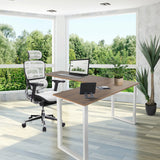 Escritorio de esquina WORKSPACE BASIC I en nogal y blanco con estructura blanca de hjh OFFICE