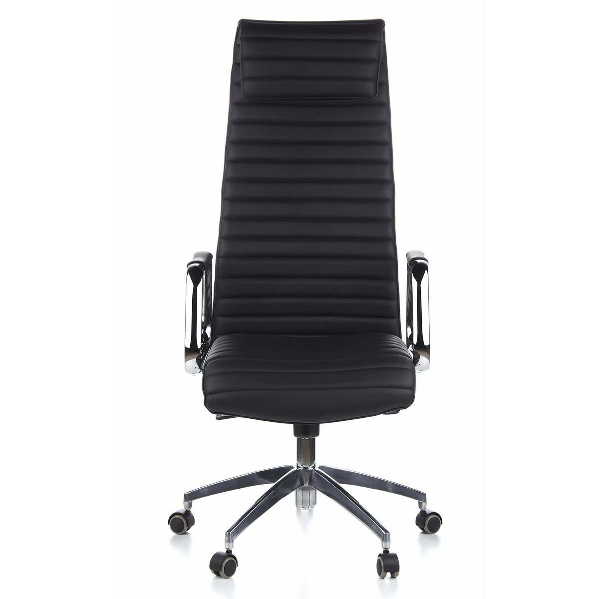 Sillón de alta gama ASPERA 20 negro con tapicería acolchada y base de cinco ruedas de hjh OFFICE – vista de 360° (vista frontal 0°)