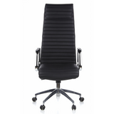 Sillón de alta gama ASPERA 20 negro con tapicería acolchada y base de cinco ruedas de hjh OFFICE – vista de 360° (vista frontal 0°)