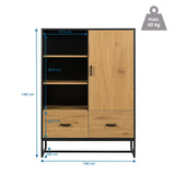Dibujo dimensional del armario de oficina AMIO H con 100 × 140 cm de hjh LIVING