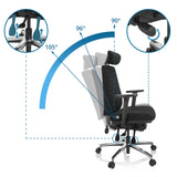 Respaldo ajustable con ángulos de inclinación de 90, 96 y 105 grados de la silla de oficina profesional PHOENIX PRO I de hjh OFFICE