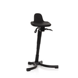 Asiento de pie TOP WORK 34 negro con asiento, respaldo y base de cuatro patas de hjh OFFICE – vista de 360° (vista frontal 20°)