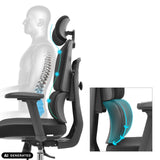 Soporte lumbar y reposacabezas de la silla de oficina profesional Ergomy F 2 de hjh OFFICE (imagen generada por IA)