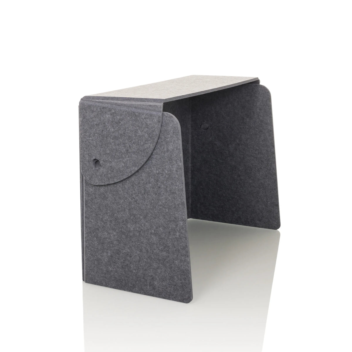 Separador de mesa gris FLEXMIUT FOLD con dos salidas de cable horizontales de hjh OFFICE – vista de 360° (vista frontal en diagonal 60°)