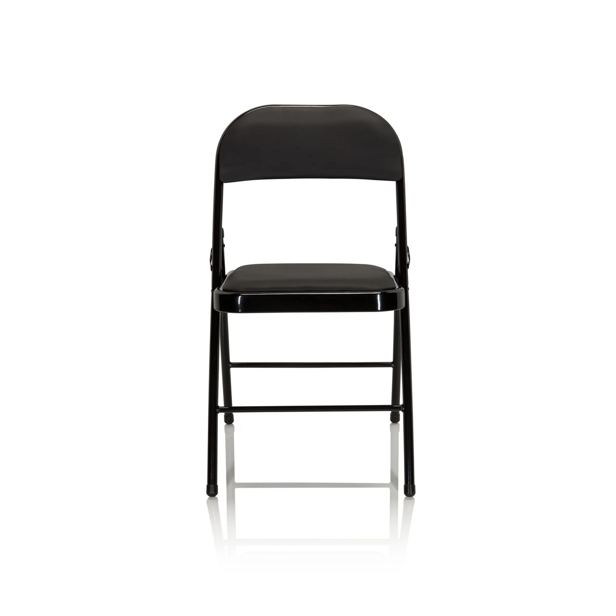 Silla plegable TUDELA negra con funda de cuero sintético de hjh OFFICE – vista de 360° (vista frontal 0°)