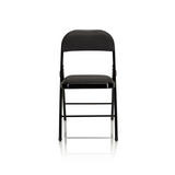 Silla plegable TUDELA negra con funda de cuero sintético de hjh OFFICE – vista de 360° (vista frontal 0°)