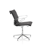 Silla de confidente negra PARIBA V IV con tapicería acolchada y base de cinco ruedas de hjh OFFICE – vista de 360° (vista lateral 80°)