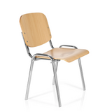 Silla de cuatro patas XT 600 C H en haya con estructura de cromo de hjh OFFICE – vista de 360° (vista frontal en diagonal 60°)