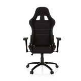 Silla gaming negra GAME FORCE con reposacabezas, reposabrazos y base de cinco ruedas de hjh OFFICE – vista de 360° (vista frontal 0°)