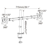Dibujo técnico del Soporte de monitor Ergomount M2 con una anchura de 715 mm de hjh OFFICE