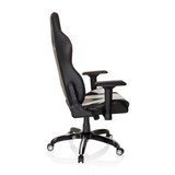 Silla gaming PROMOTER I en blanco y negro con reposabrazos y base de cinco ruedas de hjh OFFICE – vista de 360° (vista lateral 100°)