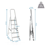 Dibujo dimensional de la Escalera plegable SOLID III con una altura de 170 cm y una capacidad de carga de 150 kg de hjh OFFICE