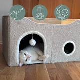 Cueva para gatos PAWY EB beige con entrada redonda y pelota de juguete de hjh LIVING