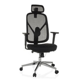 Silla de oficina profesional RALOO PRO negra con respaldo de malla y base de cinco ruedas de hjh OFFICE – vista de 360° (vista frontal 15°)