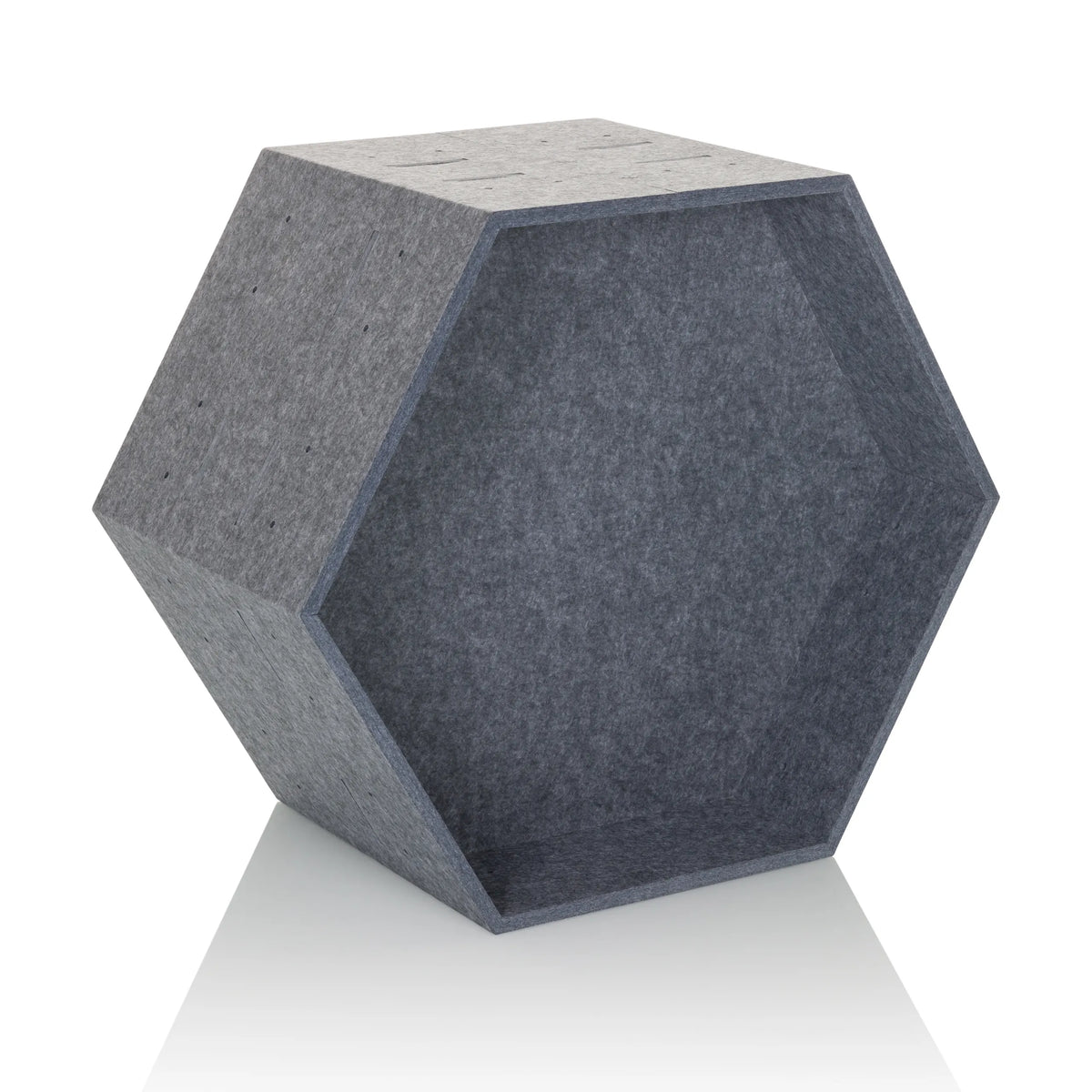 Separador FLEXMIUT STORE B hexagonal de fieltro gris de hjh OFFICE – vista de 360° (vista frontal en diagonal 30°)