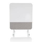 Pizarra blanca VISION BOARD gris con superficie de escritura blanca y ruedas de hjh OFFICE – vista de 360° (vista frontal 0°)