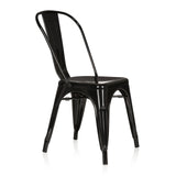 Silla de comedor negra VANTAGGIO COMFORT con estructura metálica y respaldo alto de hjh OFFICE – vista de 360° (vista frontal en diagonal 60°)