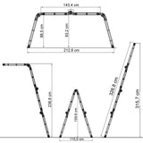 Dibujo técnico de la Escalera plegable SOLID W3 con una anchura de 212,6 cm de hjh OFFICE