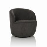 Sillón de diseño BRAMWICH gris con forma redondeada y acolchado de hjh LIVING – vista de 360° (vista frontal 15°)