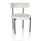 Silla tapizada blanca TEDIO con asiento y respaldo redondeados y patas negras de hjh OFFICE – vista de 360° (vista frontal 15°)