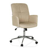 Silla Home Office SOLAO 400 beige con reposabrazos acolchados y base de cinco ruedas de hjh OFFICE – vista de 360° (vista frontal en diagonal 30°)