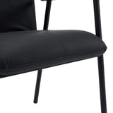 Asiento de cuero sintético negro de la silla tapizada Lifea Flex con patas negras delgadas de hjh LIVING