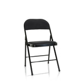 Silla plegable TUDELA II negra con tapicería de tela de hjh OFFICE – vista de 360° (vista frontal 20°)