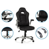 Silla gaming GAME SPORT en color negro con reposabrazos ajustables y pistón de gas de hjh OFFICE