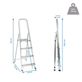Dibujo dimensional de la Escalera plegable SOLID II con una altura de 139 cm y una capacidad de carga de 150 kg de hjh OFFICE