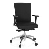 Silla de oficina profesional ASTRA BASE negra con reposabrazos y base de cinco ruedas de hjh OFFICE – vista de 360° (vista frontal 20°)