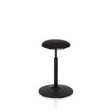 Asiento de pie BALANCE SIT negro con cojín de asiento redondo y base circular de hjh OFFICE – vista de 360° (vista frontal 20°)