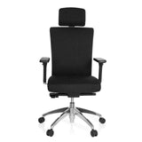 Silla de oficina profesional ASTRA LUX negra con reposacabezas, reposabrazos y base de cinco ruedas de hjh OFFICE – vista de 360° (vista frontal 0°)