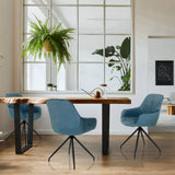 Sillas tapizadas ELVERUM en color azul grisáceo con asiento acolchado y patas de metal negras de hjh LIVING
