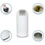 Papelera blanca PUSH 35L con tapa plateada, cubo interior y bolsas de basura de hjh OFFICE