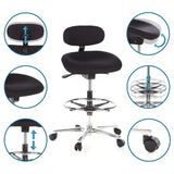 Silla de mostrador WORK MF regulable en altura en color negro con reposapiés y reposacabezas de hjh OFFICE