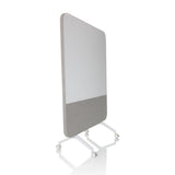Pizarra blanca VISION BOARD gris con superficie de escritura blanca y ruedas de hjh OFFICE – vista de 360° (vista frontal en diagonal 60°)