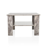 Mesa de centro gris BISMO con un estante con efecto mármol de hjh LIVING – vista de 360° (vista frontal 0°)