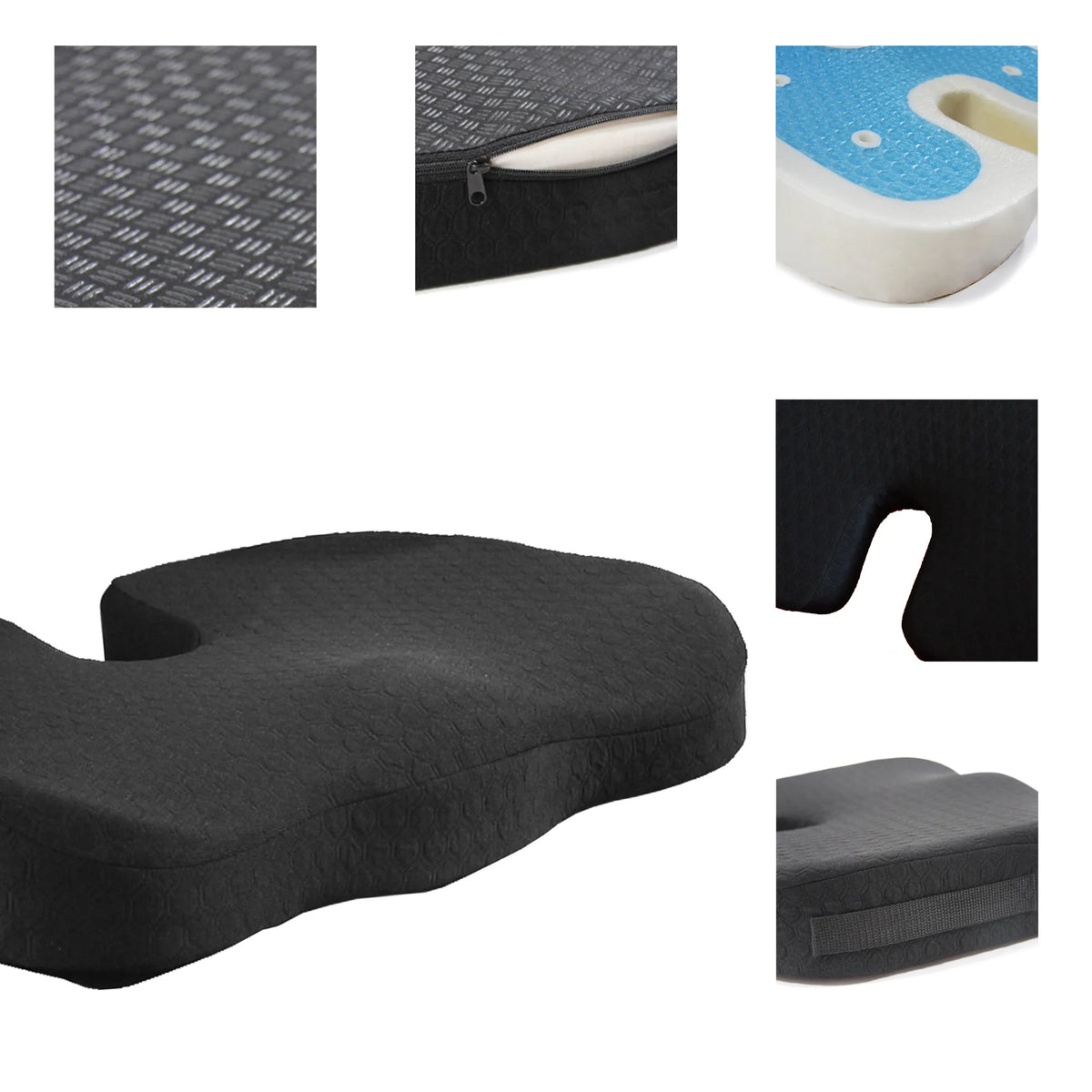 Cojín del asiento MEDISIT II negro con funda texturizada, cremallera y núcleo de espuma de hjh OFFICE