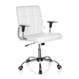 Silla Home Office ERNESTO blanca con tapicería acolchada y base de cinco ruedas de hjh OFFICE – vista de 360° (vista frontal en diagonal 40°)