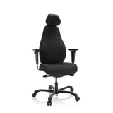 Sillón de oficina profesional RESISTIO XXL negro con reposacabezas y base de cinco ruedas de hjh OFFICE – vista de 360° (vista frontal 20°)
