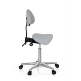 taburete de silla de montar TOP WORK 20 gris con respaldo y base de cinco ruedas de hjh OFFICE – vista de 360° (vista lateral 80°)