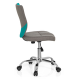 Silla giratoria para niños KIDDY COMFORT en color gris turquesa con base de estrella y cinco ruedas de hjh OFFICE – vista de 360° (vista lateral 100°)